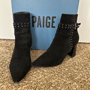 PAIGE Black Studded Ankle Booties